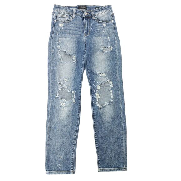 Judy Blue Boyfriend Fit Jeans Splatter Distressed Stretch Women’s Size 3/26 - Picture 1 of 16